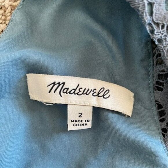 MADEWELL Dusty Blue Lace Flutter Sleeve Dress Sz 2 - Picture 13 of 14